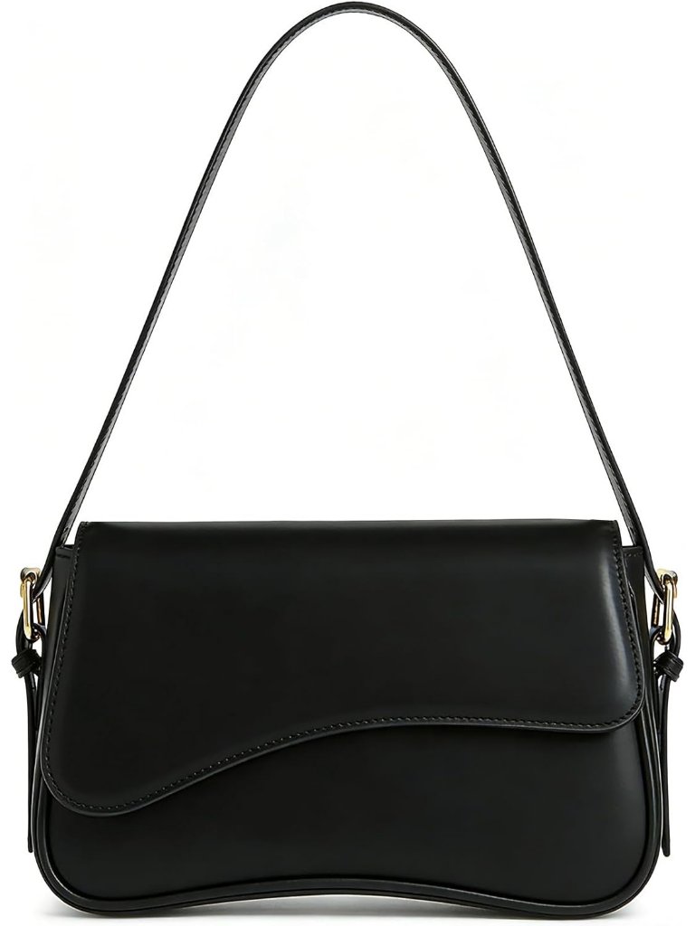 Women's Black Pu Leather Shoulder Bag Crossbody Purse Adjustable Strap Handbag
